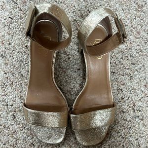 FRANCO sarto open- toe gold heels